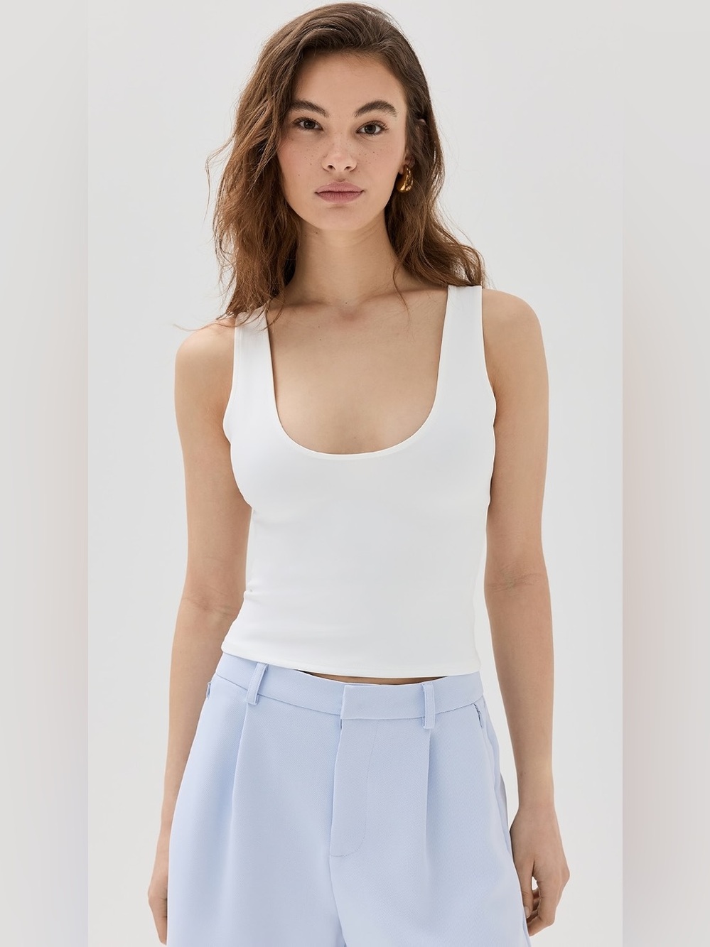 Good American White Scuba Scoop Cropped Tank